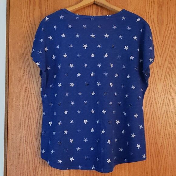 Pretty Sonoma Blue T-Shirt with White Stars Sz L - Picture 2 of 4
